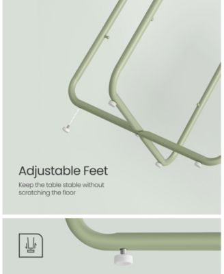 Small Round Side End Table, Modern Nightstand with Fabric Basket