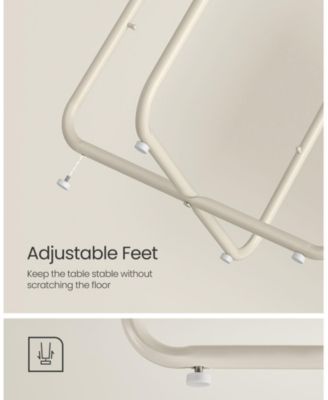 Small Round Side End Table, Modern Nightstand with Fabric Basket