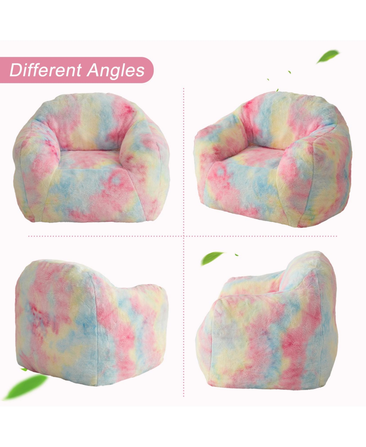 gaomon Giant Bean Bag Chair, Tie-Dye Faux Fur Stuffed Couch for Adults, Large Lazy Sofa Floor Chair with Handle, 39