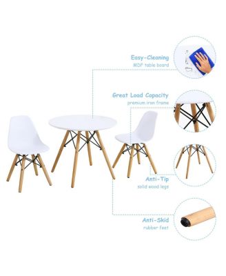 Kid's Modern Dining Table Set with 2 Armless Chairs