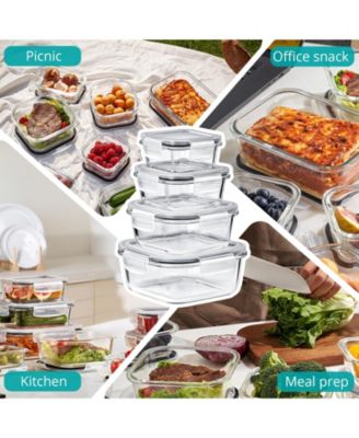 16-Piece Glass Food Storage Containers with Lids - Airtight, Microwave, Fridge, Dishwasher, Oven Safe, BPA-Free, Stackable, Meal Prep Containers