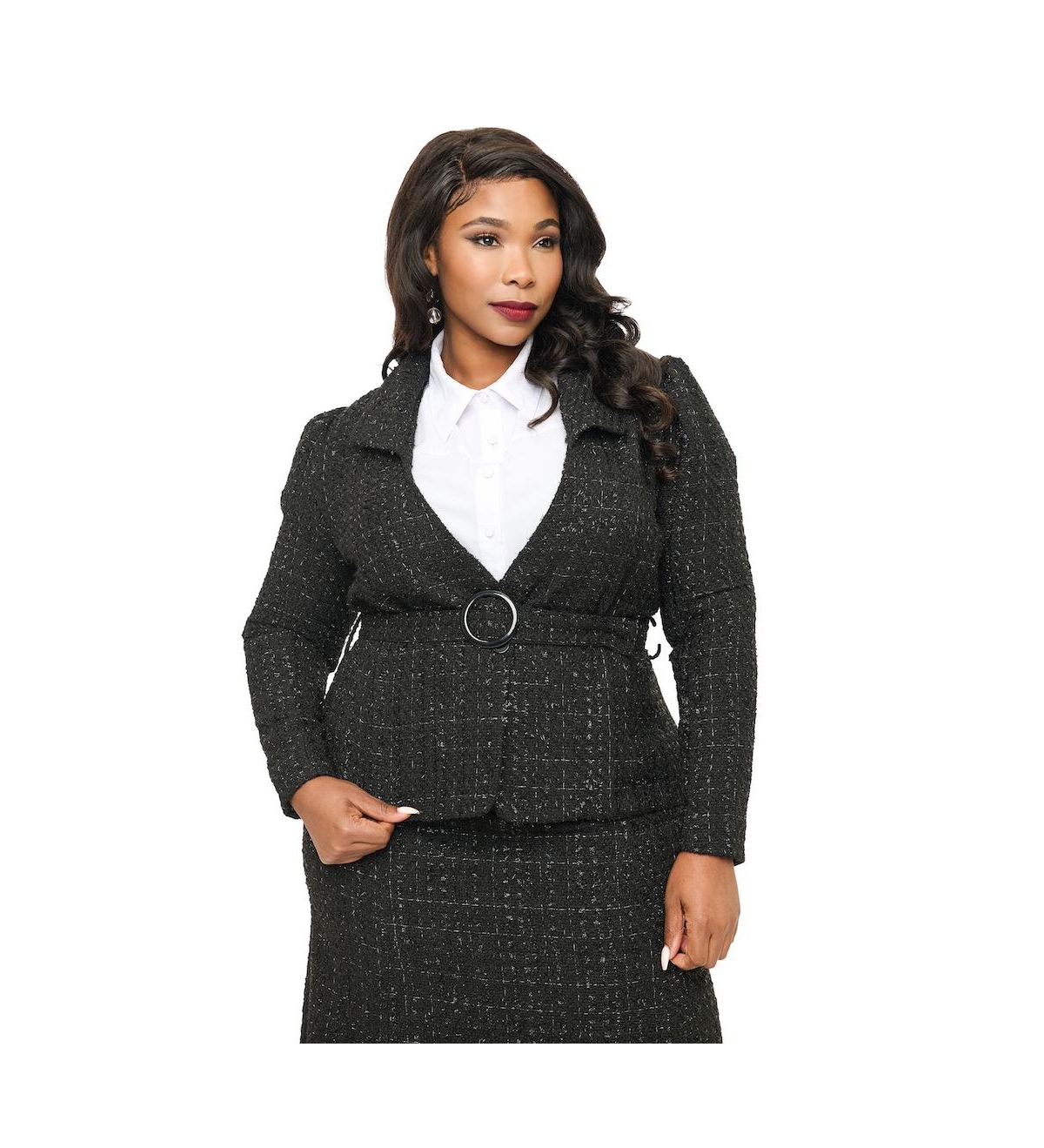 Unique Vintage Plus Size 1940s Tweed Belted Jacket