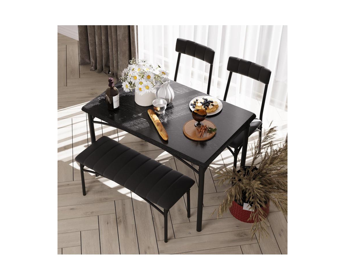 gaomon Dining Table Set for 5 Kitchen Table with 2 Upholstered Chairs and Bench 4 Pcs Rectangular Kitchen Table Set for Space Apartment Studio B