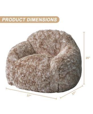 Faux Fur Bean Bag Chair for Adults, Soft Plush Couch with Armrests, Fluffy Lazy Sofa for Living Room & Reading