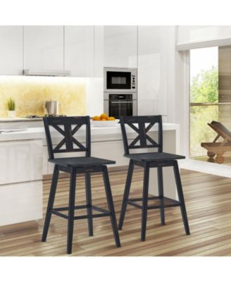 Set of 2 360-Degree Swivel Bar Stools for Home Restaurant