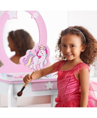 GOUUN Kids Vanity Set with Mirror, Drawer, and Chair for Makeup and Dressing