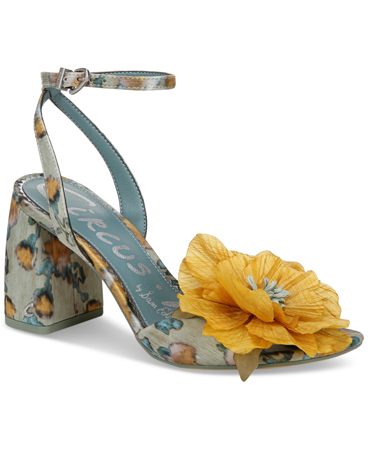 Aria Flower Two-Piece Block-Heel Dress Sandals - Berry Blush Multi