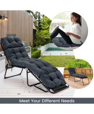 Outdoor Lounge Chaise Cushion with String Ties for Garden Poolside 73" x 22" x 4"