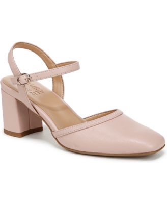 Wave Square Toe Ankle Strap Pumps