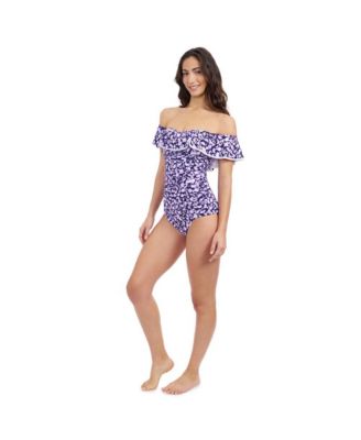Women's Juliette Off Shoulder Ruffle Tankini Soft Cups