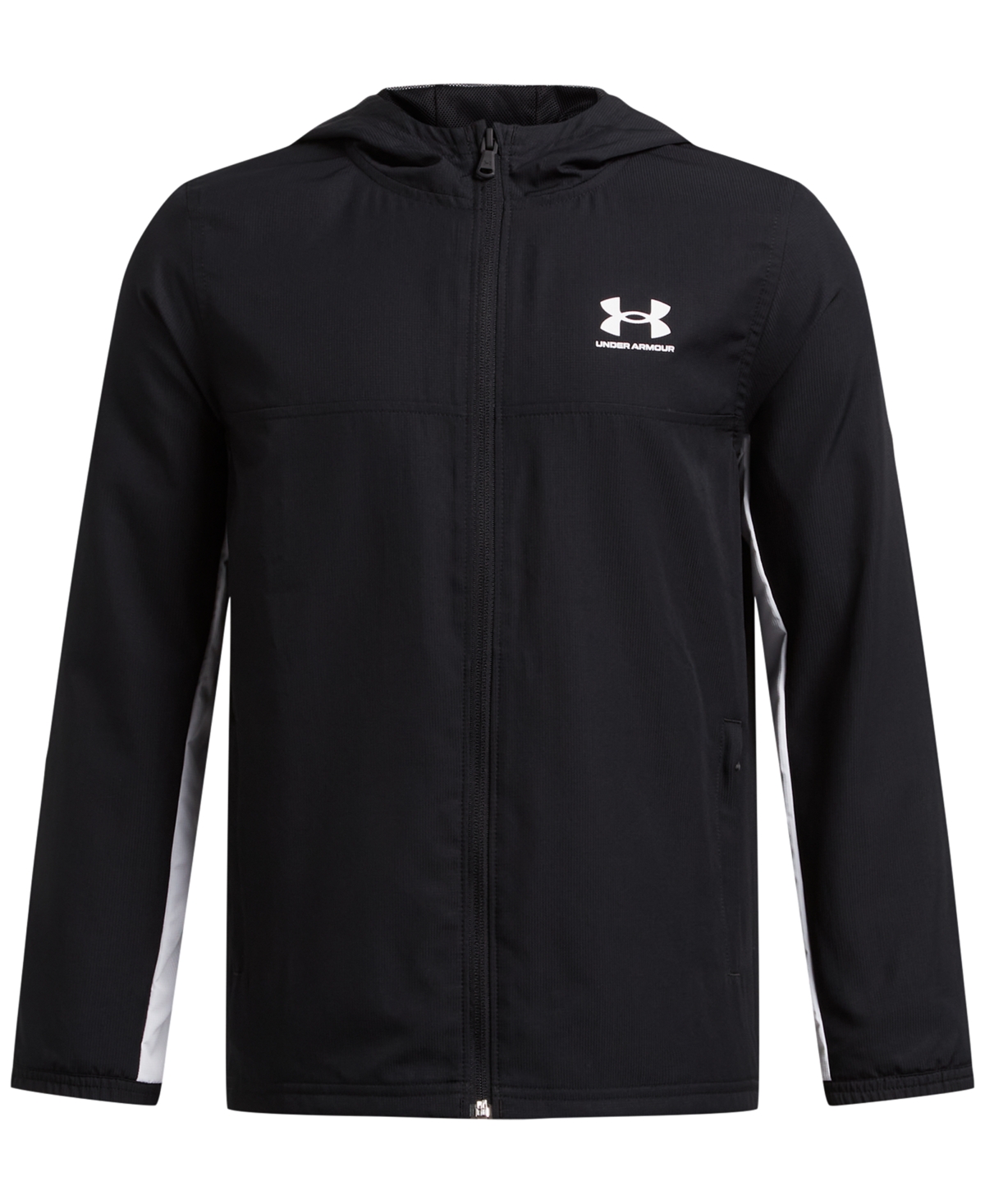 Under Armour Big Boys Sportstyle Full-zip Hooded Windbreaker In Black