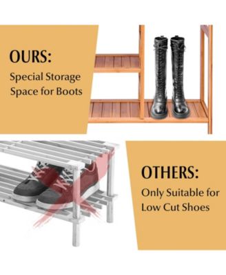 4 Tiers Multifunction Bamboo Storage Shoe Rack for Entryway Hallway