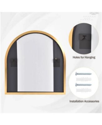 Arched Wall Mounted Mirror 32"x34" in Gold