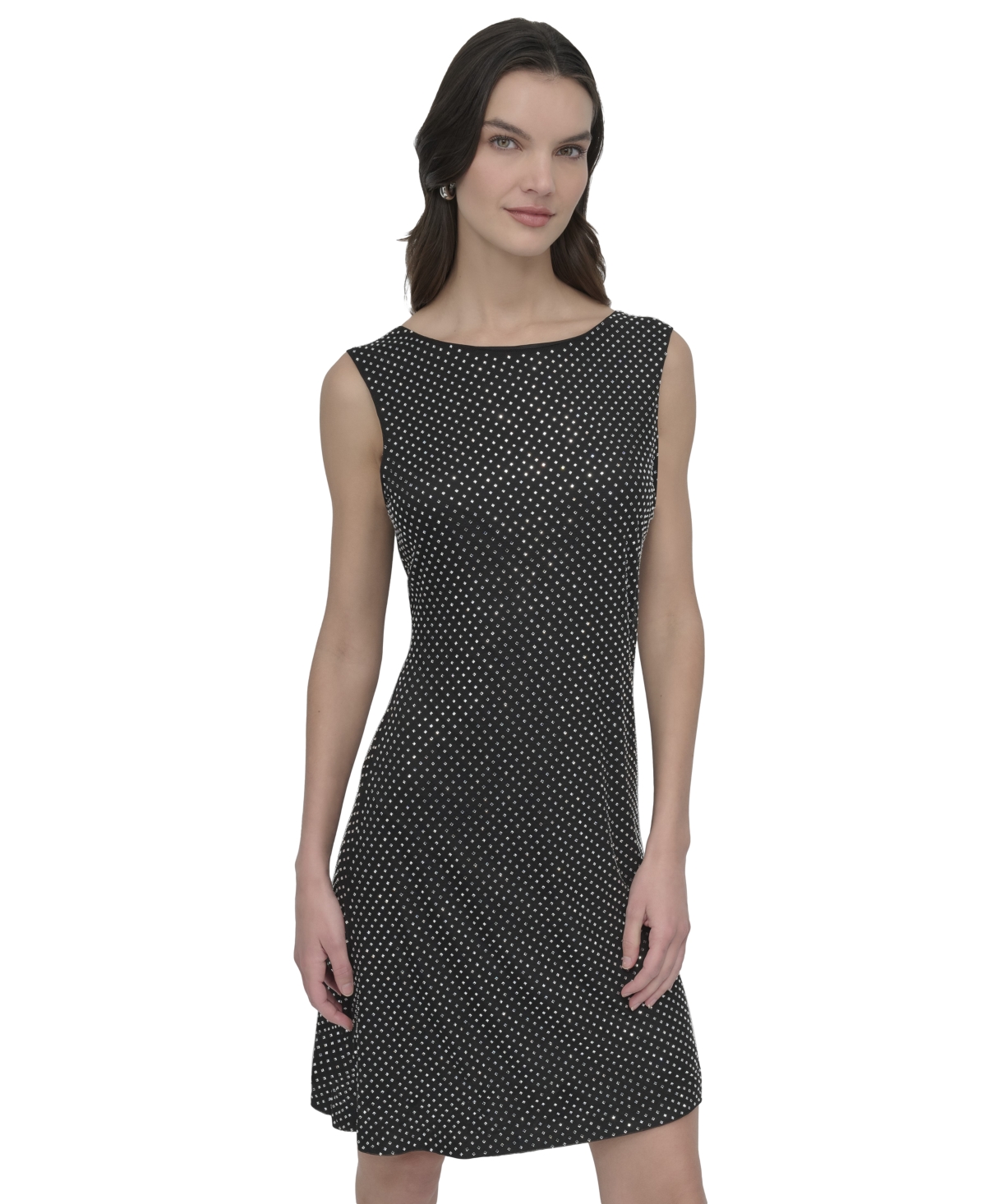 Dkny Petite Sleeveless Cowl-Back Dress -Silver