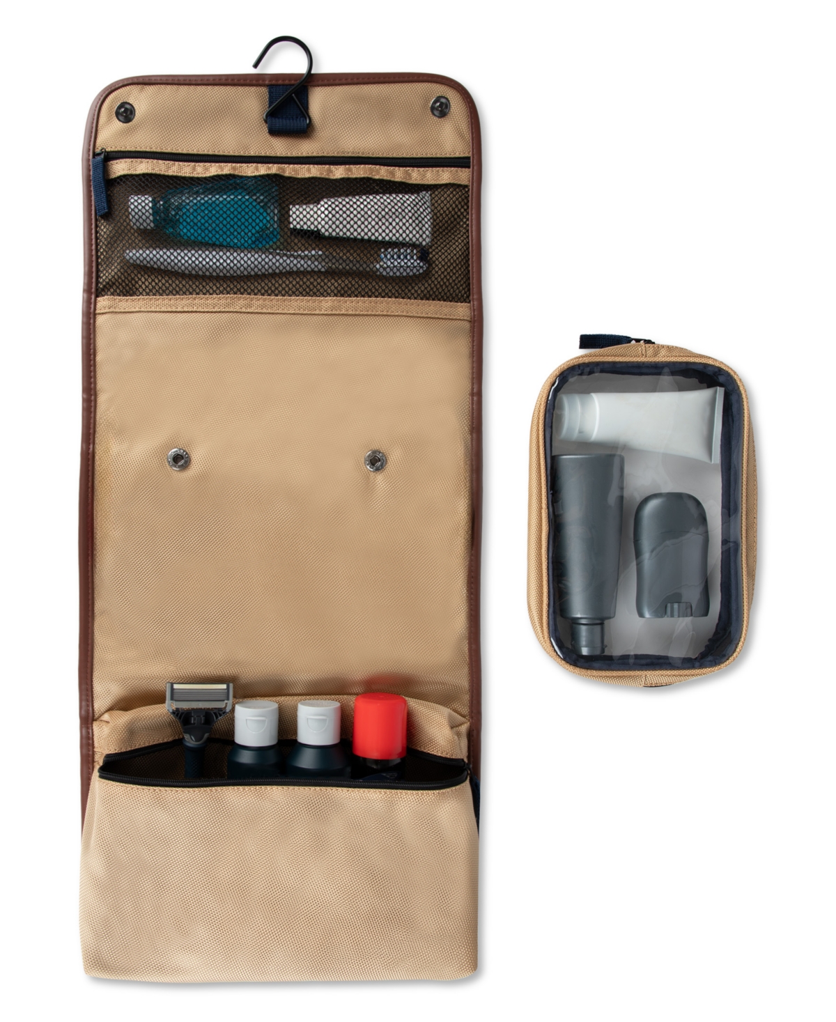 Tommy Hilfiger Men's Hanging Travel Kit And Toiletry Organizer In Khaki