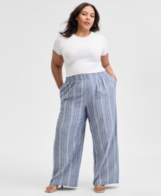 And Now This - Trendy Plus Size Pull-On Wide-Leg Pants