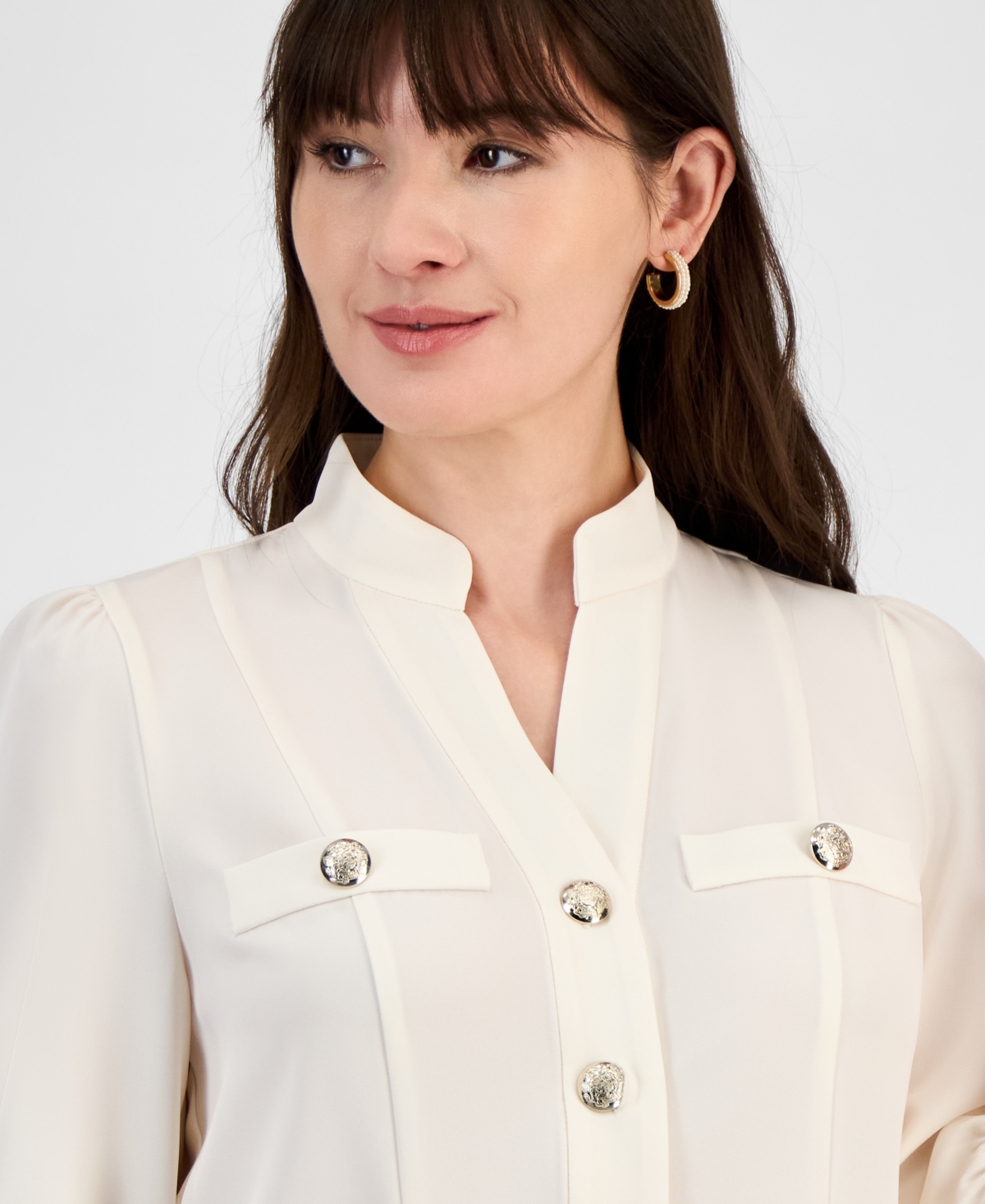 ANNE KLEIN WOMEN'S HIGH-NECK BLOUSE 