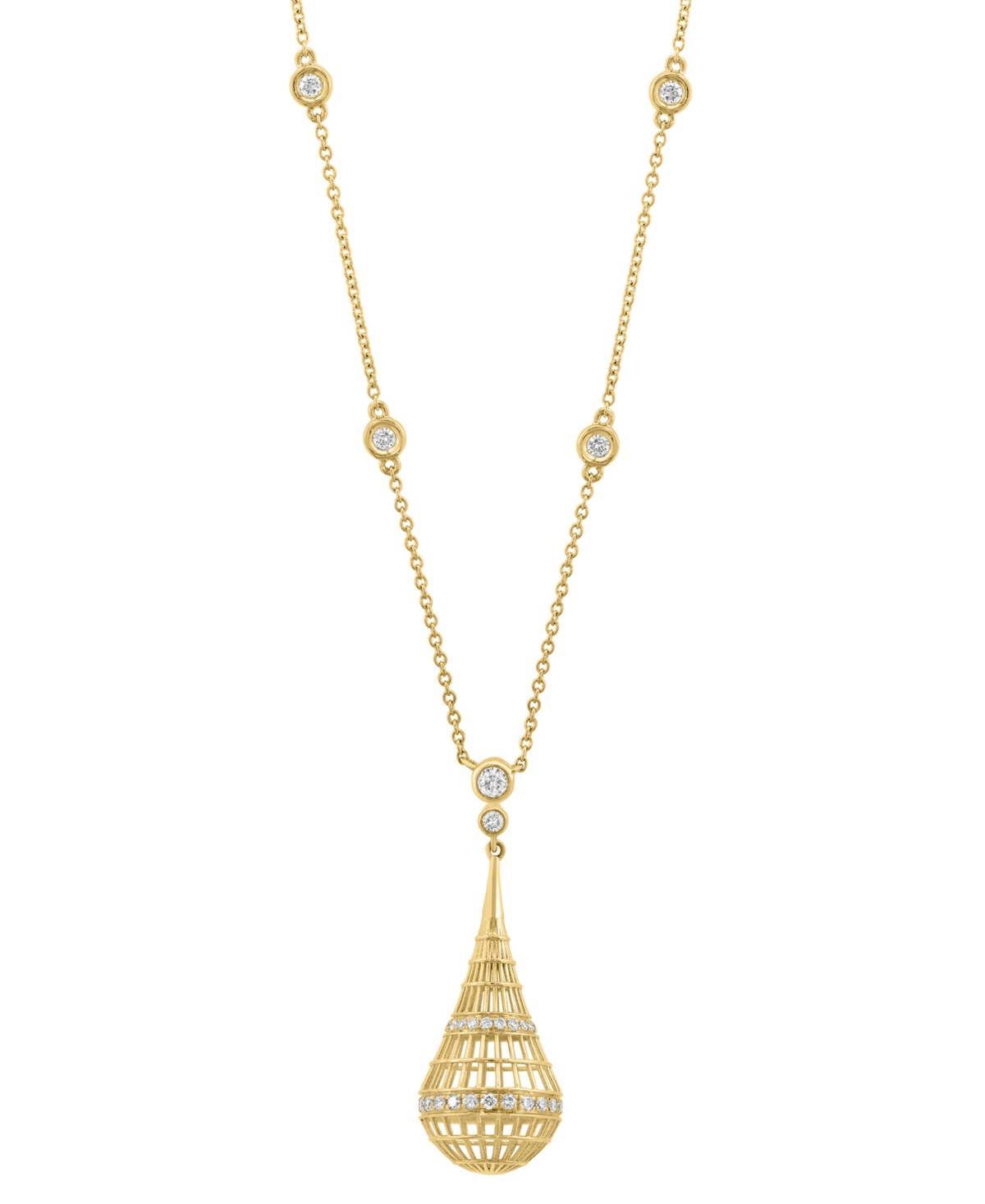 Diamond Openwork Teardrop Pendant 18" Necklace (1/2 ct. t.w.) in 14k Gold - Gold