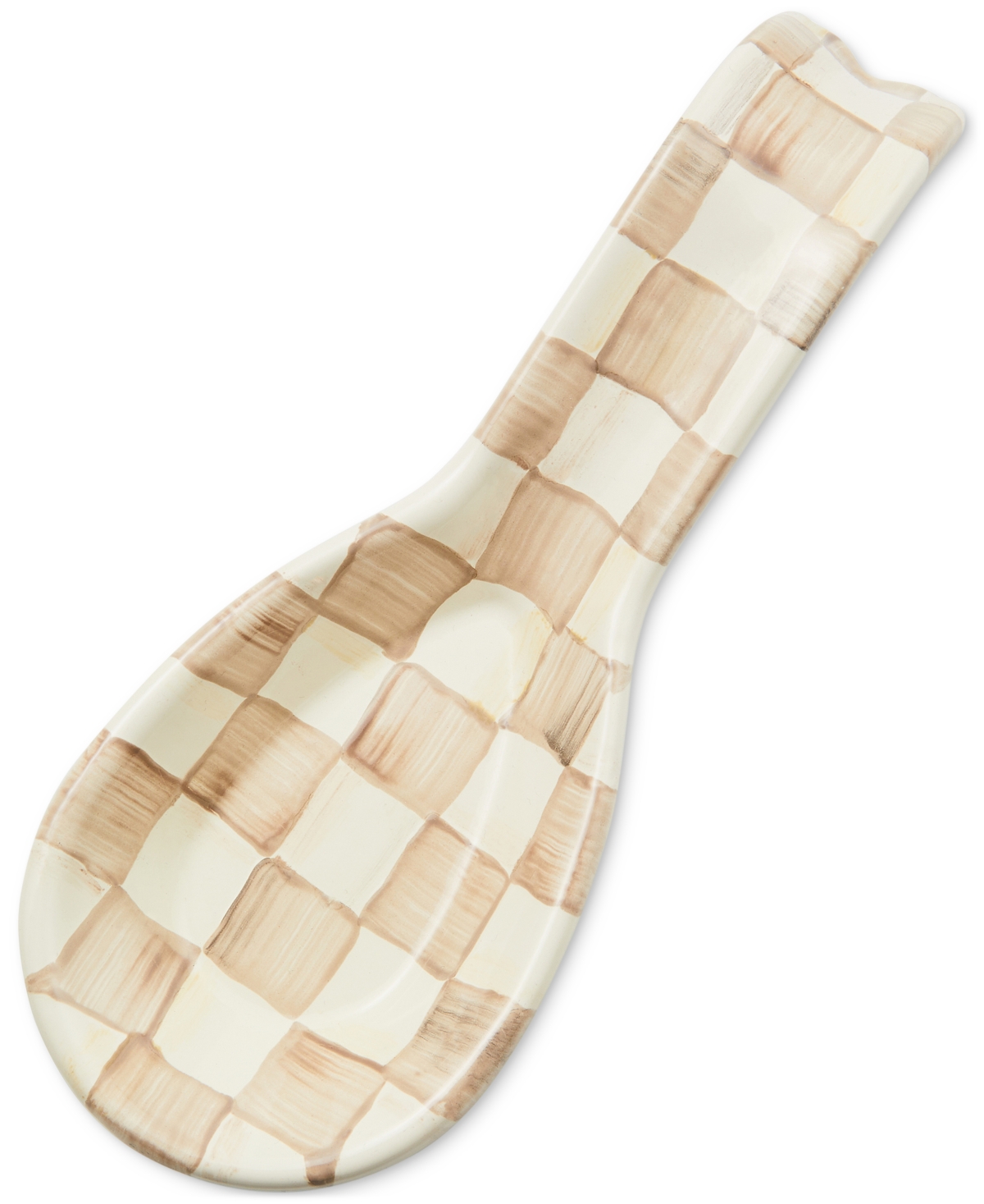 MACKENZIE-CHILDS MOCHA CHECK SPOON REST 