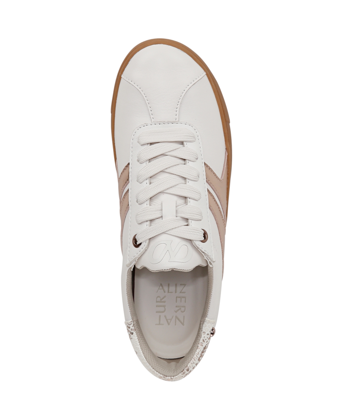 Shop Naturalizer Women's Medina Round Toe Lace Up Sneakers In Warm White,rose Gold Leather