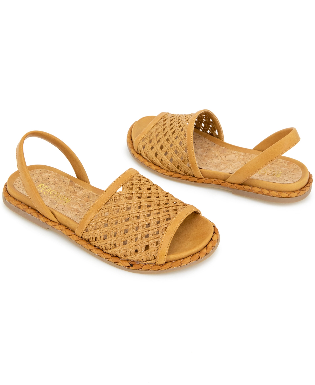 Kenneth Cole Reaction Women's Saavi Round Toe Sandals In Camel Raffia