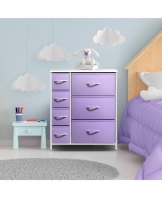 Dresser with 7 Drawers - Storage Organizer with Steel Frame, Wood Top, Handles, Fabric Bins