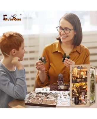 DIY Book Nook Kit DIY Miniature House Dollhouse Kit Booknook Bookshelf Decor Alley Model with LED Light, Gifts (Grandfather s Antique Store