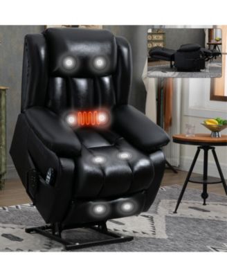 Up to 350 LBS Genuine Leather Power Lift Recliner Chair, with Massage and Heating