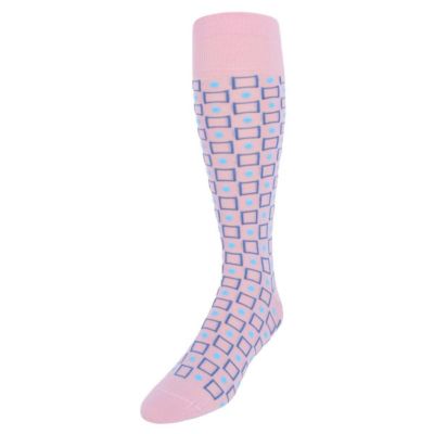 Men's Aurelien Square and Circle Patterned Mercerized Cotton Mid-Calf Socks