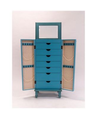 Vintage Hand Painted Jewelry Armoire with Antique Drawer Pulls