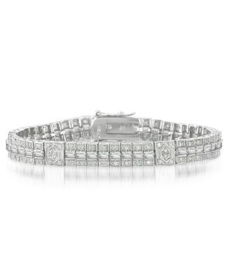 Sterling Silver White Gold Plated Cubic Zirconia Elegant Bracelet