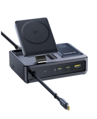 Nomos 5-in-1 Charging Station 140W, Qi2 15W Magnetic Wireless Charger with 100W Retractable Cable