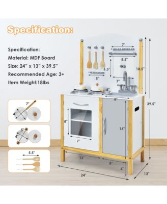 Kids Play Kitchen Set Toddler Pretend Cooking Set w/ Cabinet&Accessories