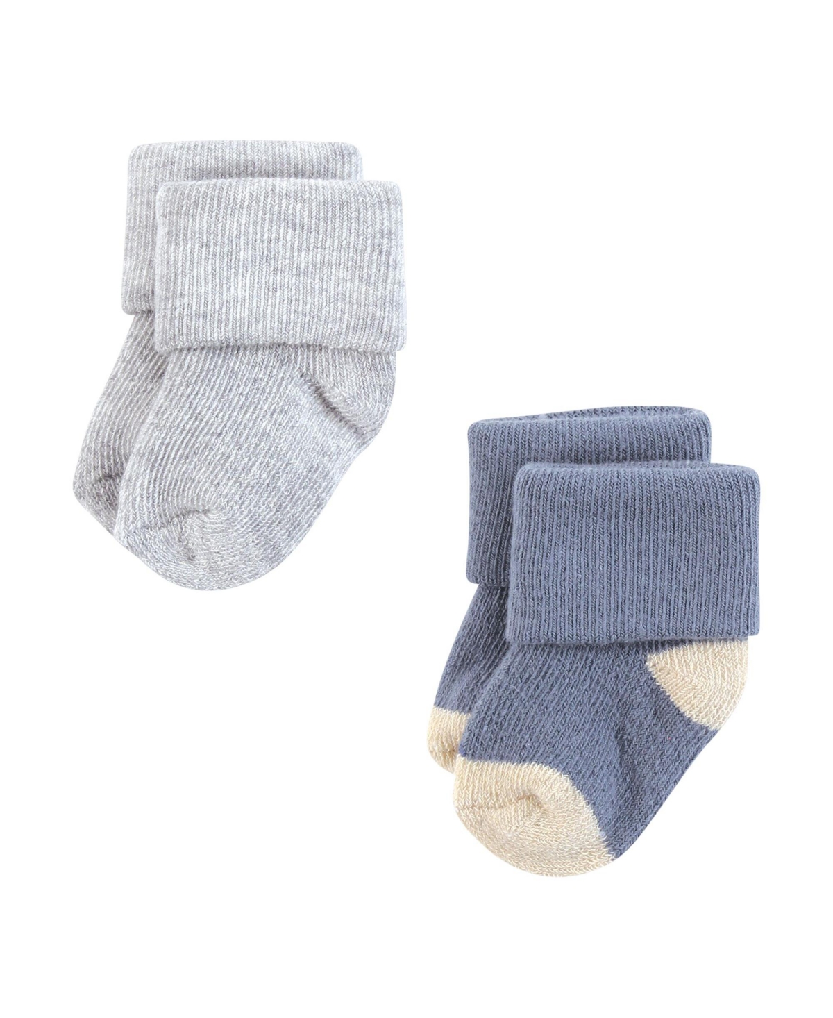 Hudson Baby Baby Boys Hudson Cotton Rich Newborn and Terry Socks, Months - Blue brown stripes