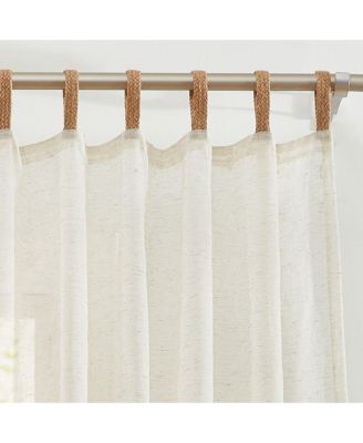 Lena Burlap Flax Linen Semi Sheer Privacy Sun Light Filtering Transparent Window Tab Top Thick Curtains Drapery Panels 2 Panels