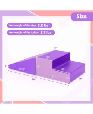 2-Piece Step and Slide Climber for Infants and Toddlers Baby Soft Play Set Foam Blocks