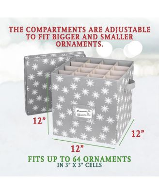 Christmas Ornament Storage Box with Lid - Store and Protect up to 64 Holiday Ornaments