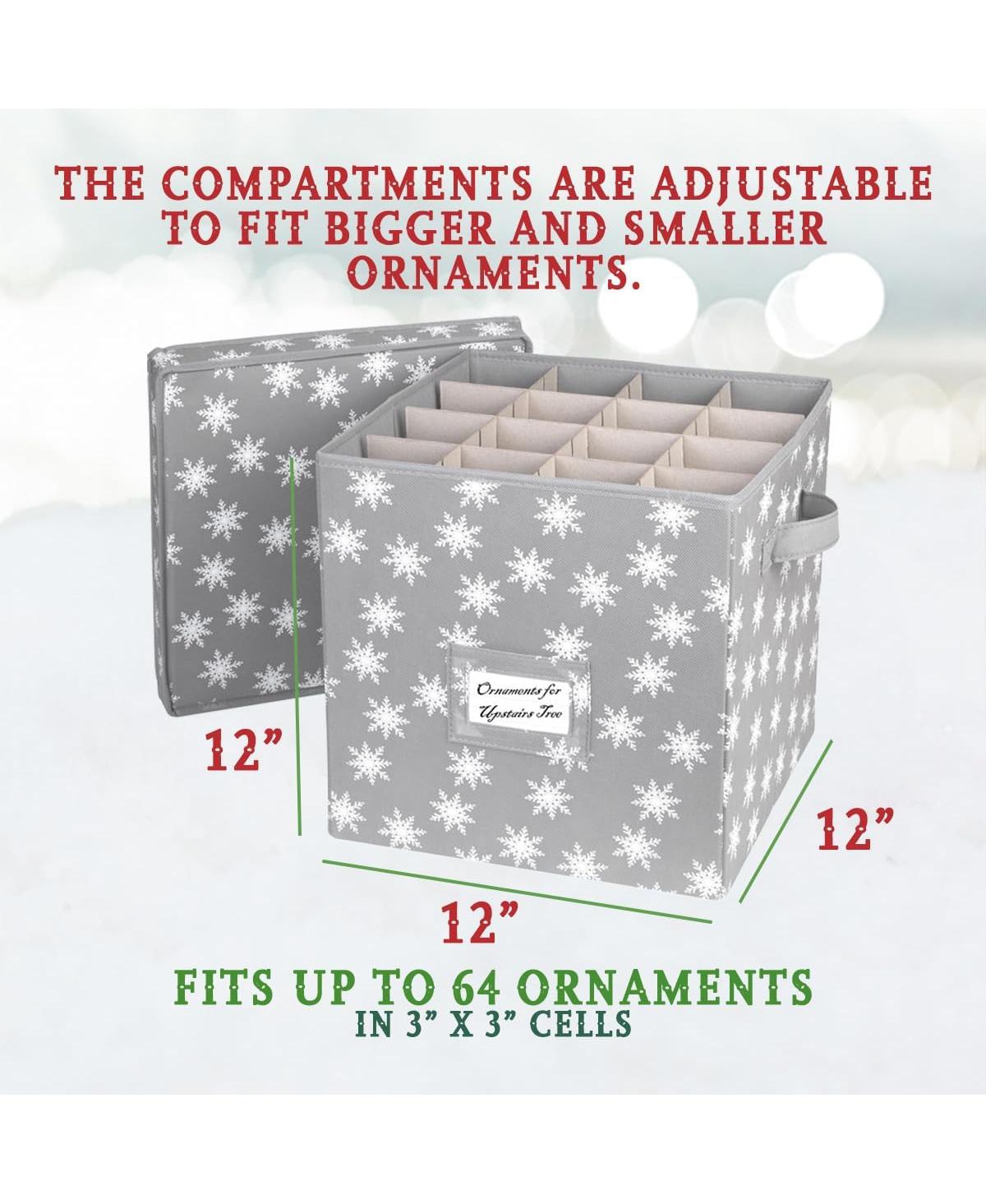 Florida Brands Christmas Ornament Storage Box with Lid - Store and Protect up to 64 Holiday Ornaments