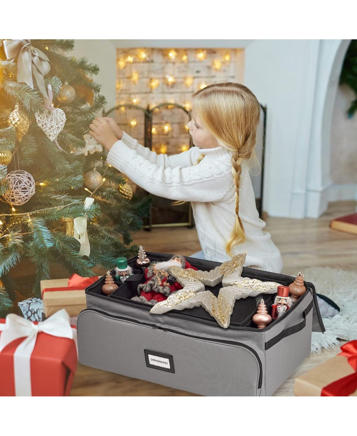 Florida Brands Ornament Storage Box Hold Up to 72-3 Inch Ornaments and 8 Side Slots for Figurines