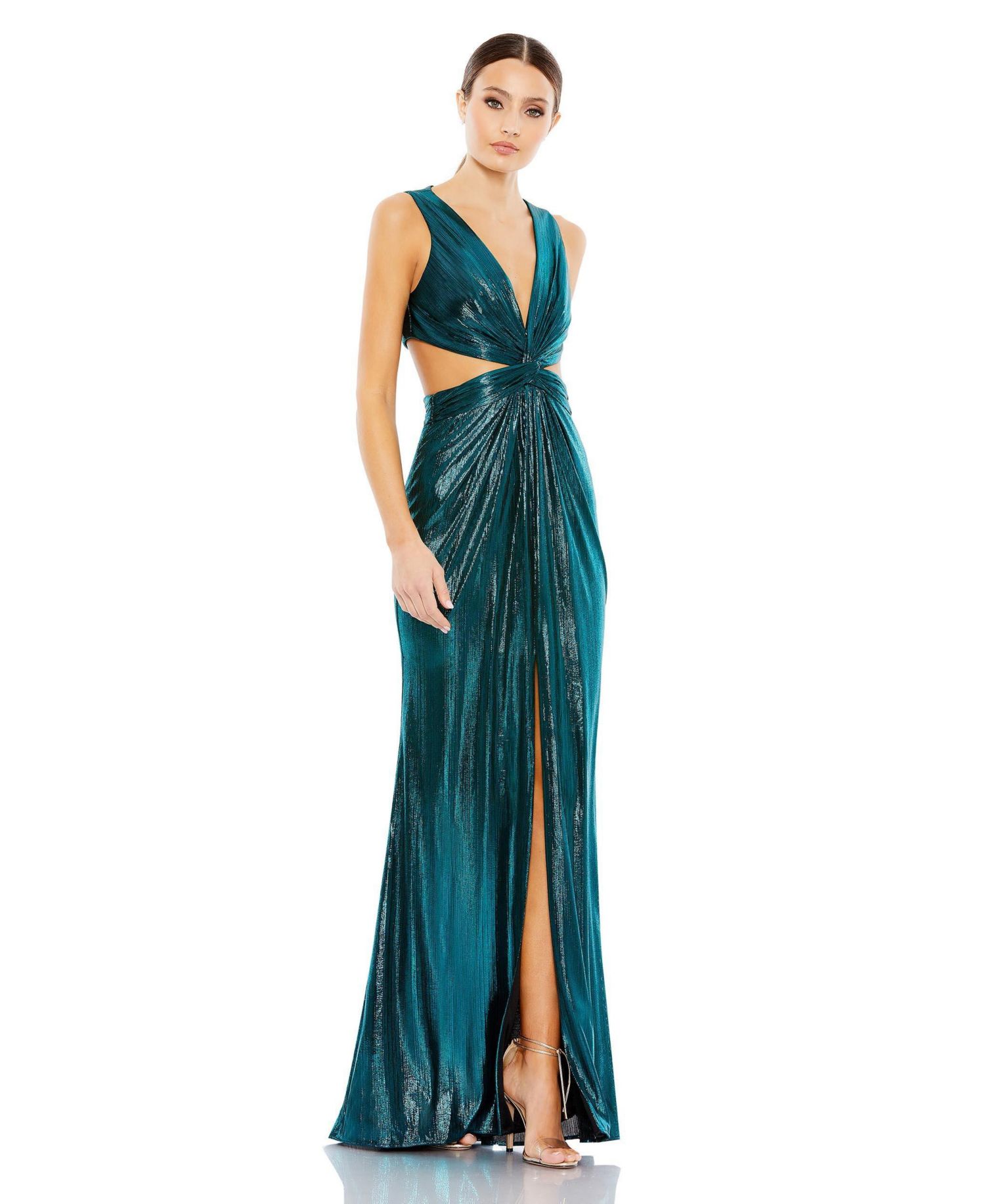 Women's Metallic Cut Out Gown