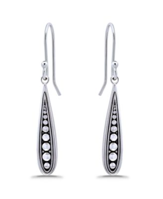 Oxidized Beaded Elongated Tear Drop Earrings
