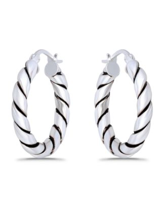 Oxidized Twist Click Top Hoop Earrings