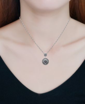 Oxidized Round Circle Celtic Style Pendant Necklace