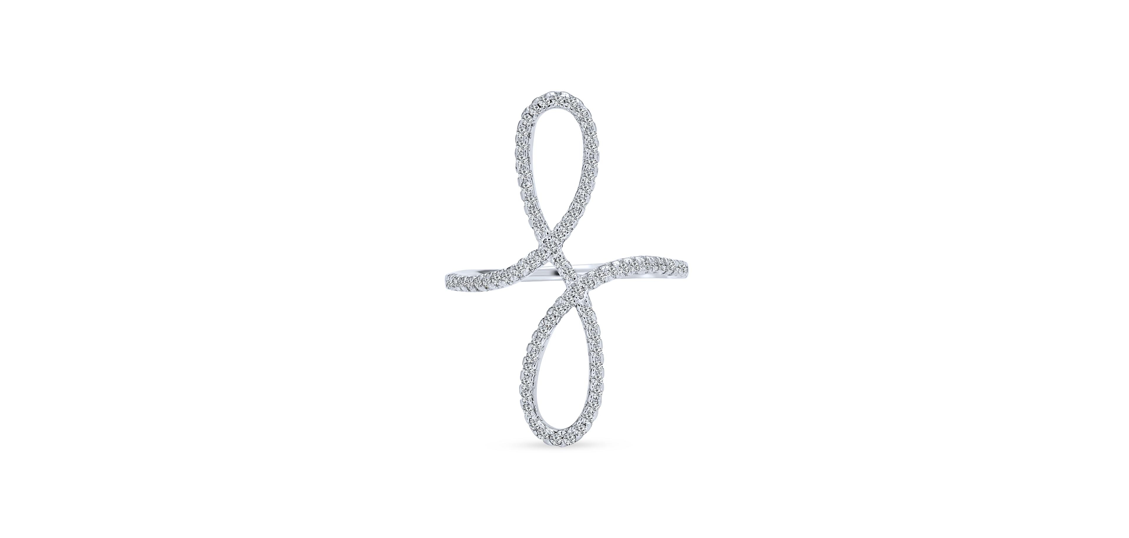 Bling Jewelry Simple Large Pave Cubic Zirconia Elegant Full Finger Armor Cz Statement Swirl Infinity Ring Sterling Silver
