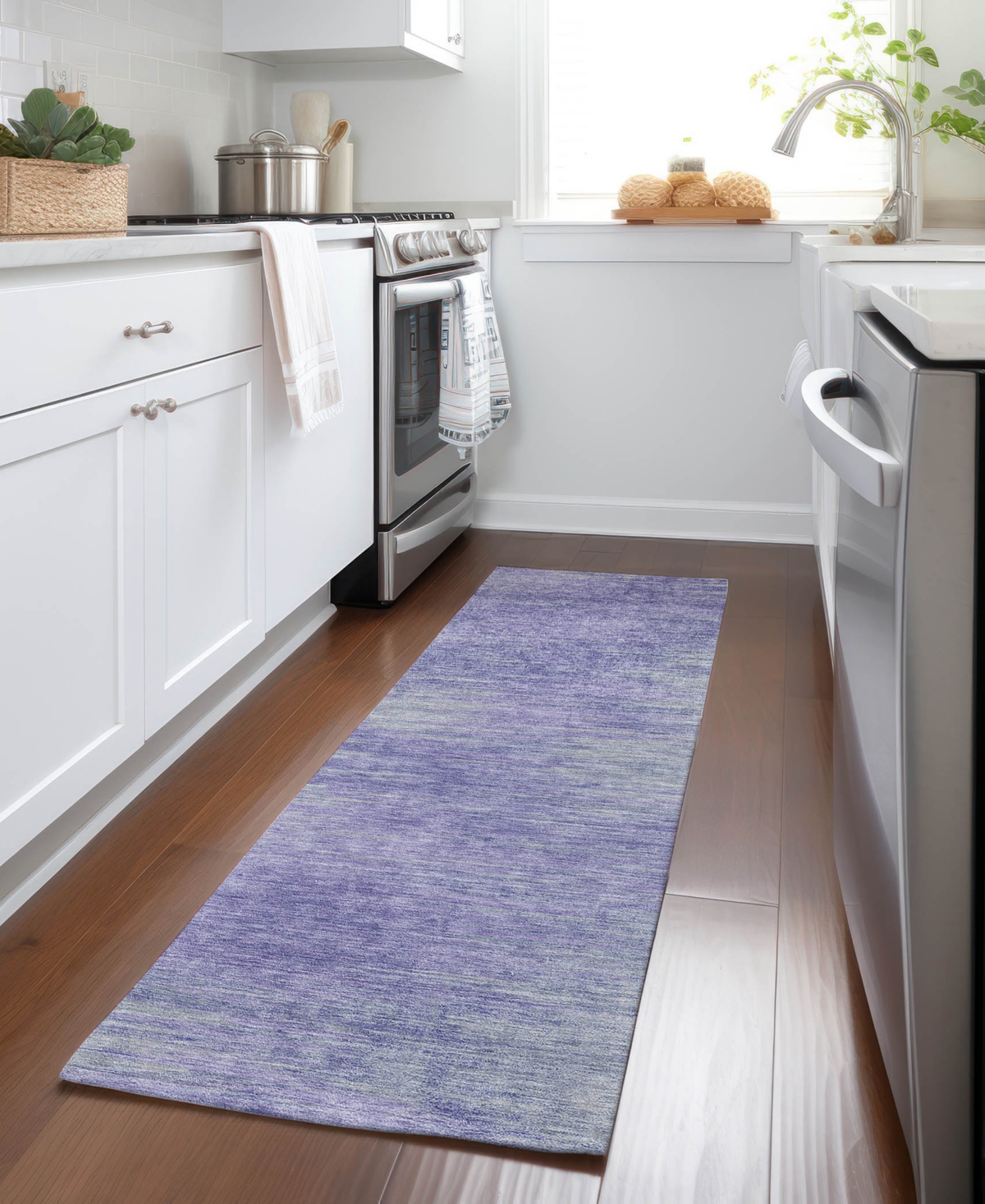 Addison Chantille Acn794 2'3''x7'6'' Runner Area Rug In Plum