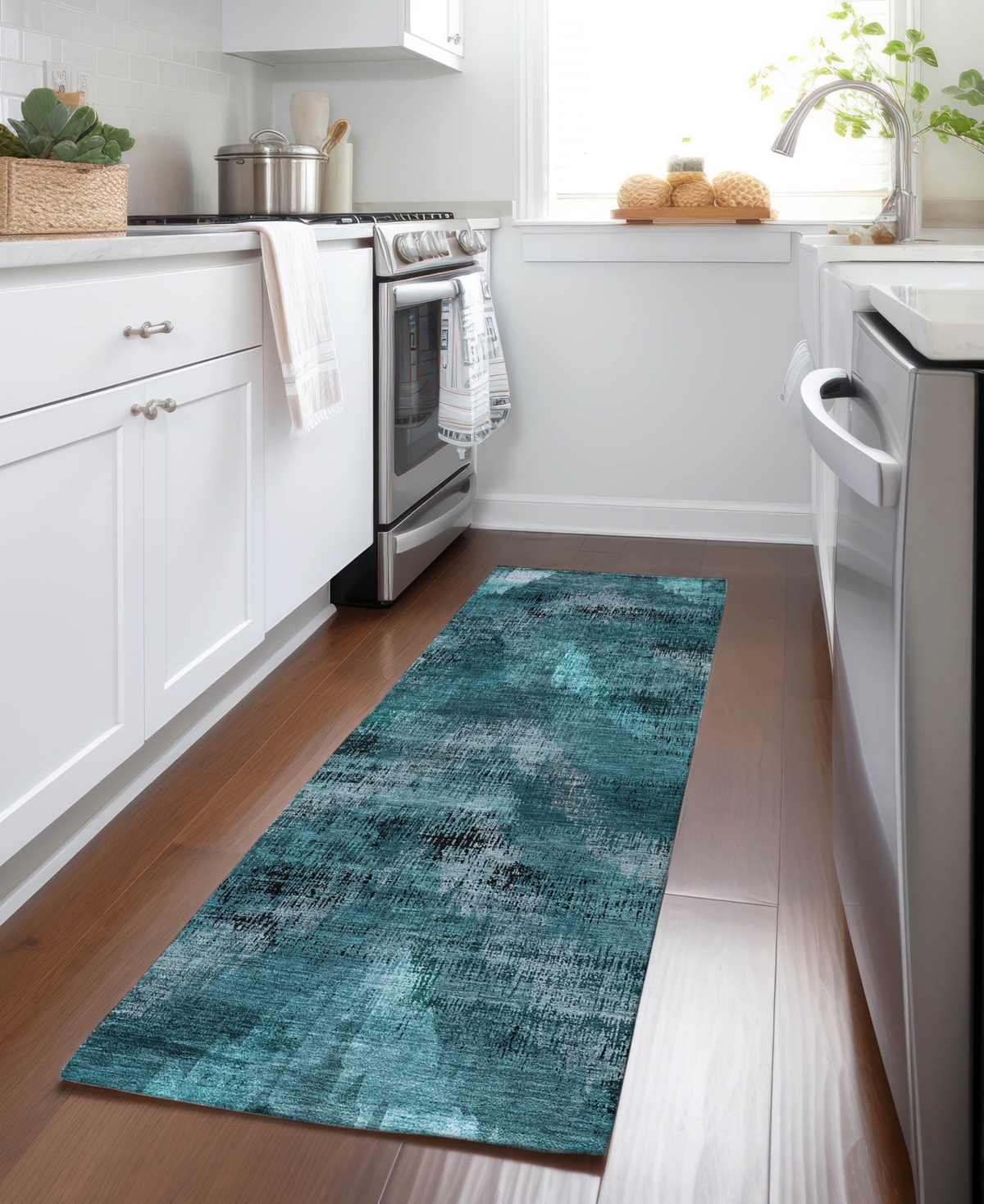 Addison Chantille Acn792 2'3''x7'6'' Runner Area Rug In Teal