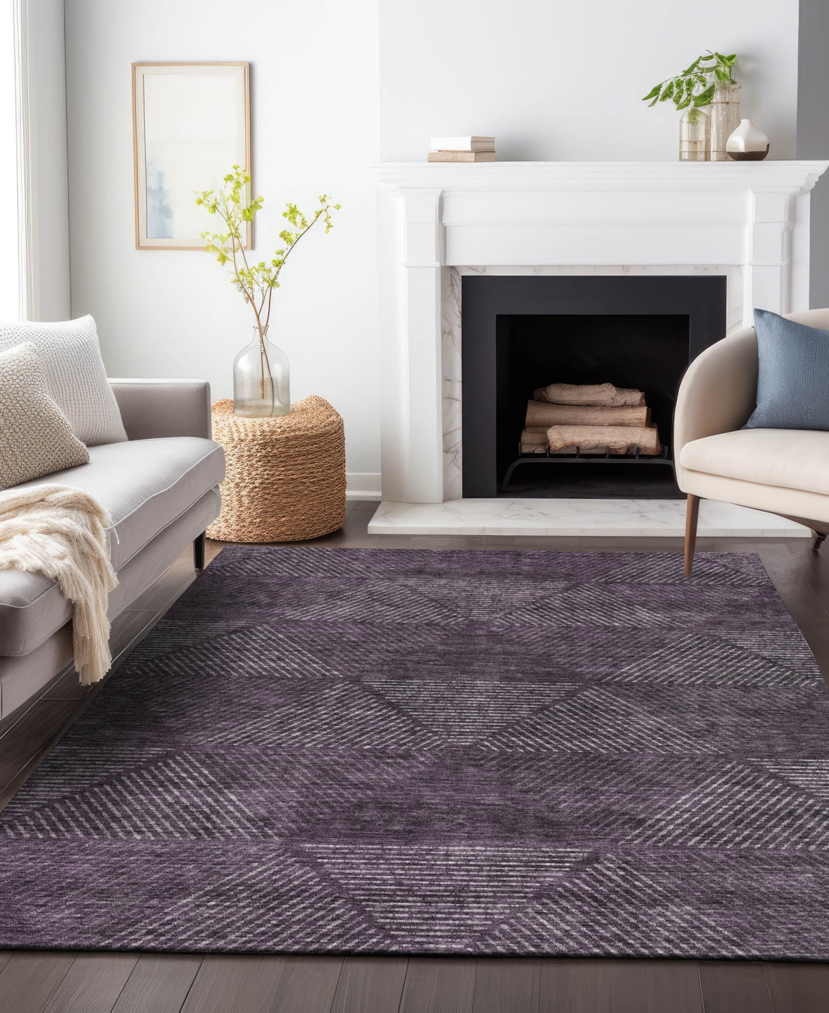 Addison Chantille Acn777 3'x5' Area Rug In Eggplant