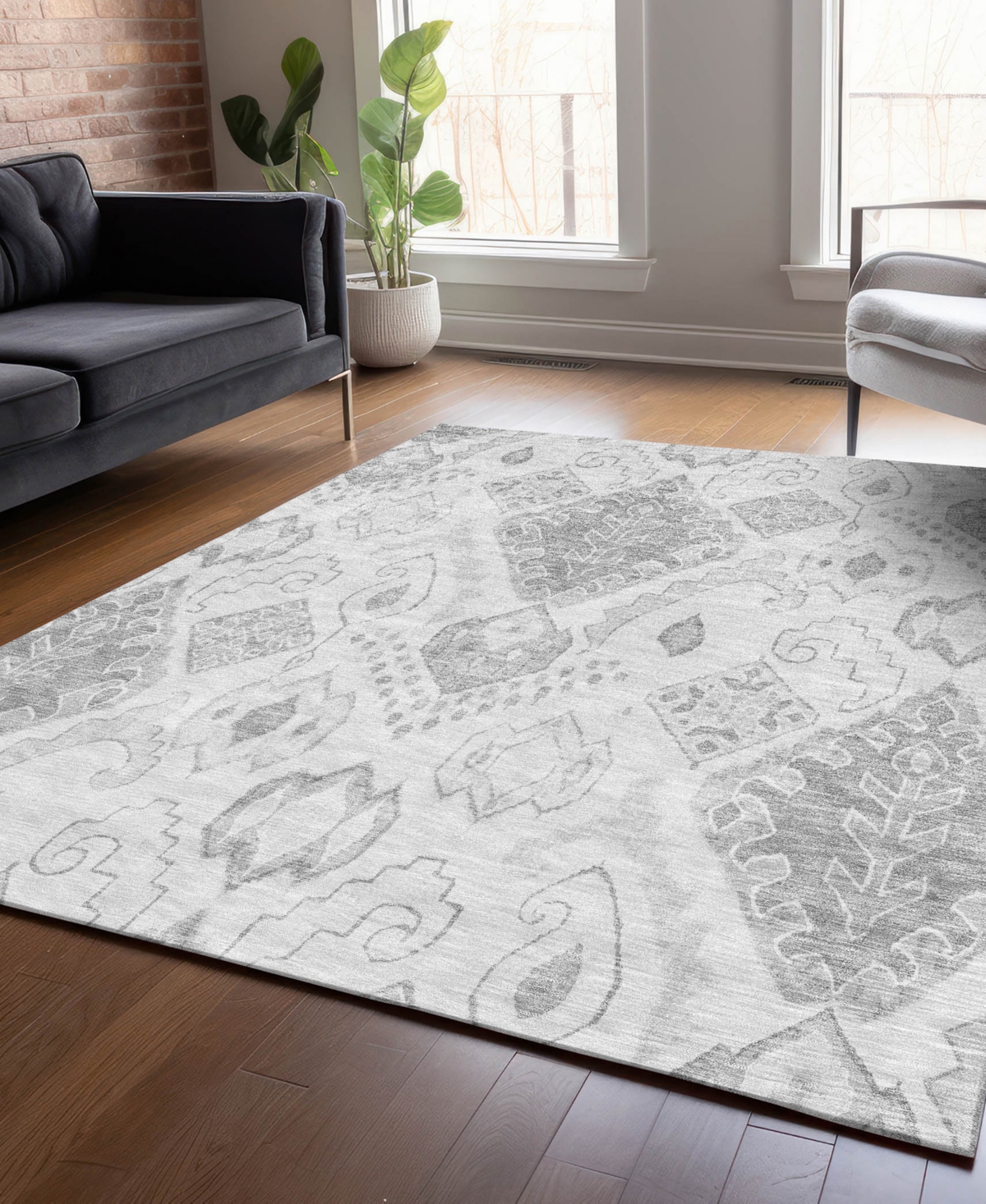 Addison Chantille Acn776 5'x7'6'' Area Rug In Silver