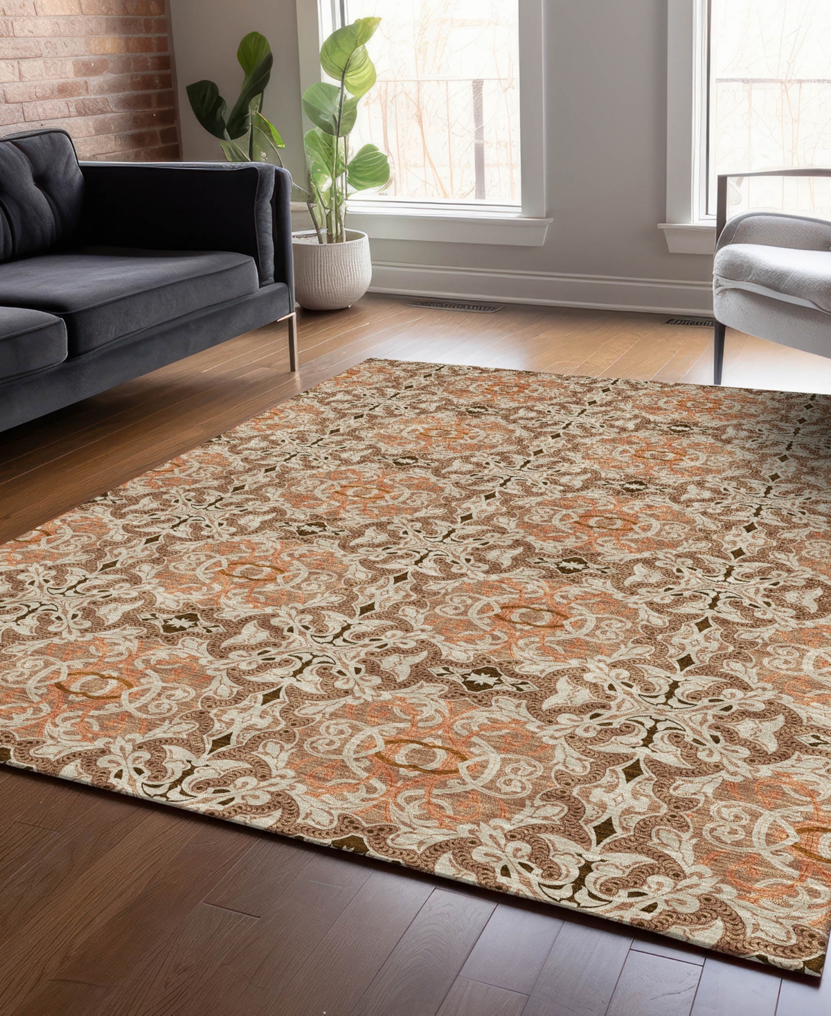 Addison Chantille Acn783 5'x7'6'' Area Rug In Terracotta