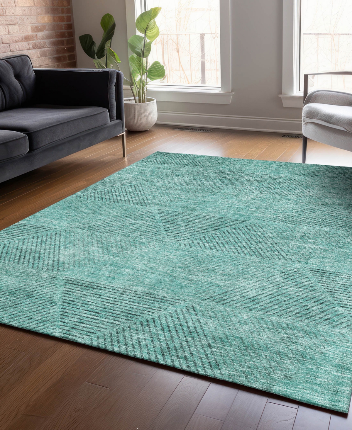 Addison Chantille Machine Washable Acn777 9'x12' Area Rug In Teal